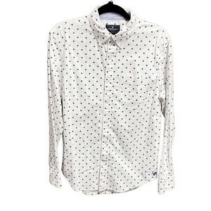 American Eagle Navy Polka Dot Button Down Size Medium NEW